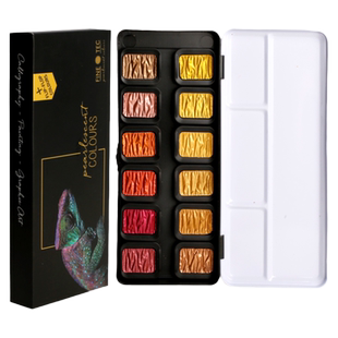 德国finetec珠光水彩网红Coliro手工珠光固体水彩变色龙珠光色金属色珠光固体水彩颜料