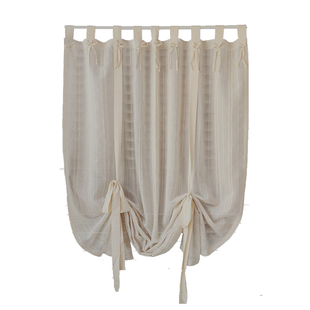 棉麻美式乡村橱窗纱吊带装饰门帘文艺复古提拉帘系带帘罗马帘隔断