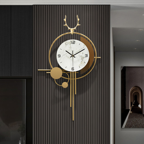 飞鸟集现代轻奢高级感钟表挂钟客厅格栅2025新款家用挂表时钟挂墙