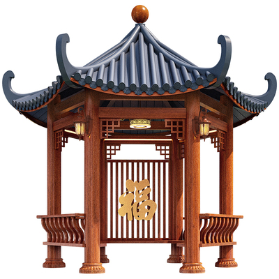 铝合金六角亭仿木纹古建八角凉亭