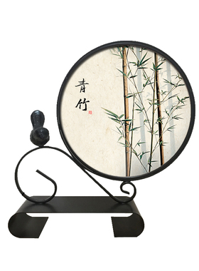 承沁新中式铁艺陶瓷墨竹家居摆件
