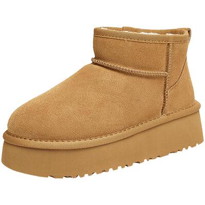 TATA他她面包靴户外厚底雪地靴保暖加绒毛毛短靴棉鞋CDE04DD4E