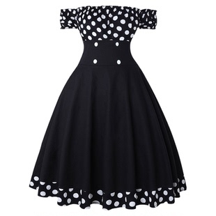 Hepburn-inspired polka dot bow dress赫本风圆点款蝴蝶结连衣裙