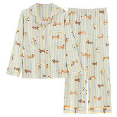 春季纯棉可外穿卡通睡衣套装女