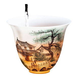古垚/许瑞卿手工德化白瓷茶杯手绘品茗杯陶瓷主人杯薄胎瓷个人杯