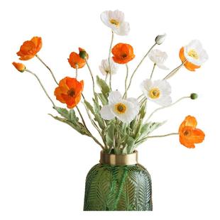 LIVETAI虞美人仿真花花束客厅摆件干花装饰罂粟绢花摆设假花道具