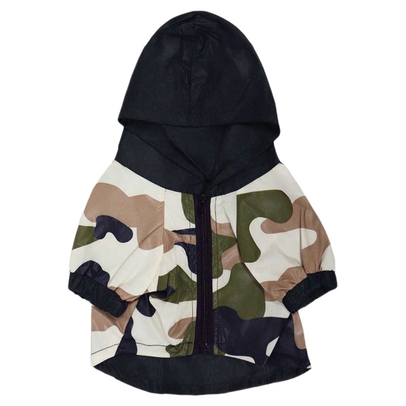 新款狗狗衣服冲锋衣迷彩帽服法斗柴犬泰迪柯基拉布拉多金毛可加棉