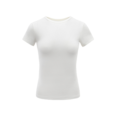 正肩短袖T恤女修身显瘦上衣夏季