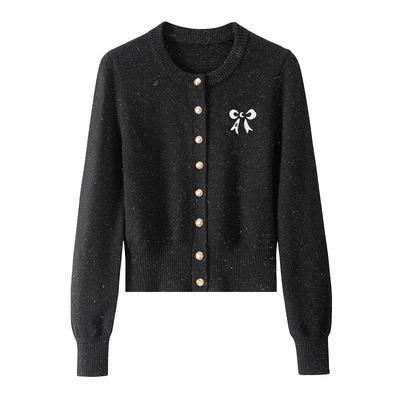 蝴蝶结针织开衫女法式