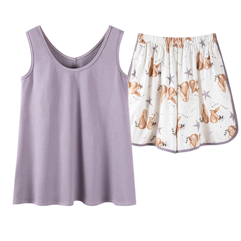 夏季可外穿纯棉背心短裤家居服女