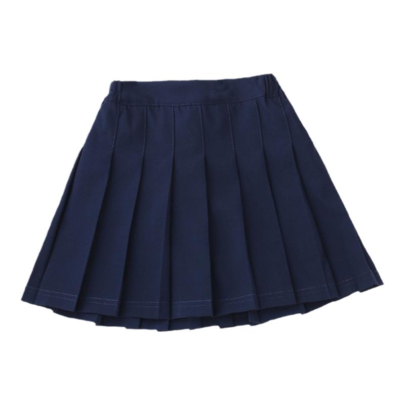 女童百褶裙半身裙春秋中大童小学生黑色白色校服裙演出儿童短裙子
