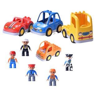 大颗粒积木配件儿童玩具小汽车火车飞机警车消防车摩托车交通工具