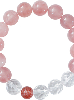 软语仙气马达加斯加粉晶弹力手链