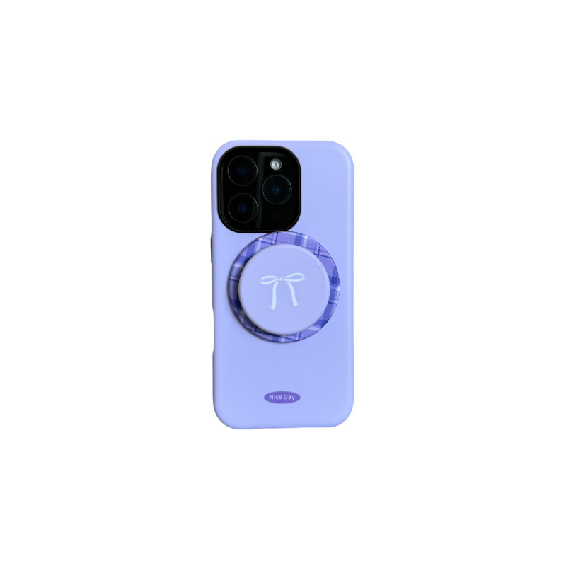 Lumi丁香紫蝴蝶结 磁吸气囊支架苹果手机壳16promax磨砂iPhone15plus全包14pro菲林二合一硬壳13