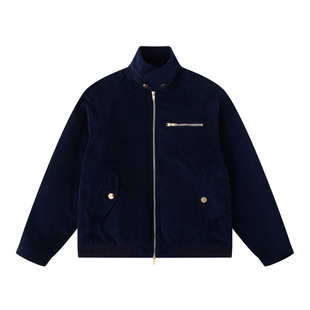 Azure Hues『羊绒感灯芯绒』复古暗蓝色棉夹克冬季新贵老钱风外套