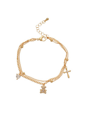 Me物论 18k金电镀锆石Kitty熊手链精致奢华百搭日常重工超闪手饰