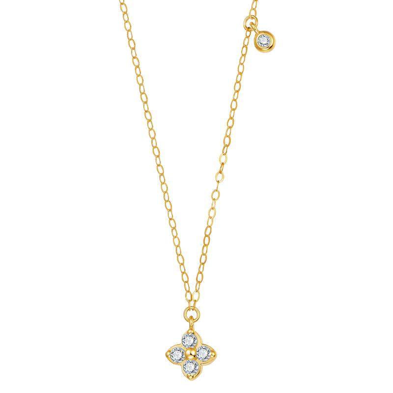 莱绅通灵 her系列四叶草 18K金钻石项链女钻石吊坠群镶 新年礼物