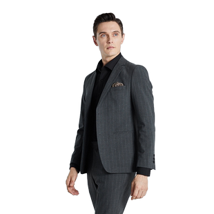 SHANSHAN杉杉西服套装男士秋季条纹结婚礼服正装商务休闲西装男