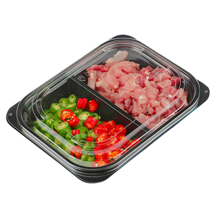高档一次性净菜包装盒长方形凉菜盒带盖透明塑料盒子蔬菜打包盒