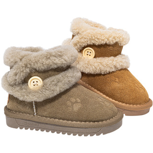 英贝米尼儿童雪地靴2025新款冬季保暖加绒加厚防滑女童宝宝大棉鞋