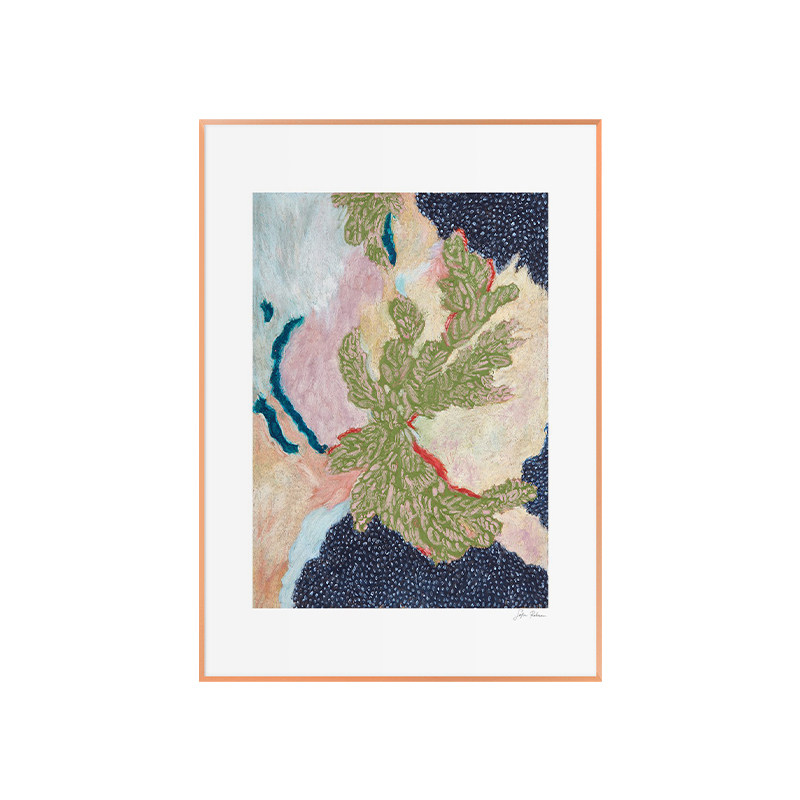 中古风客厅装饰画复古怀旧沙发背景墙大幅落地画抽象植物玄关挂画