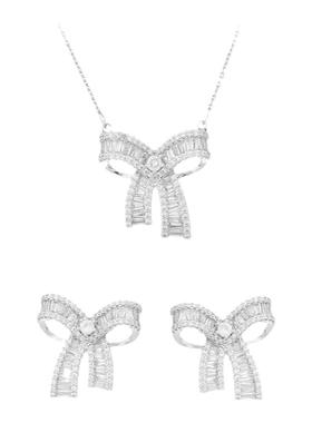 紫罗兰合金锆石水晶结女闪耀项链