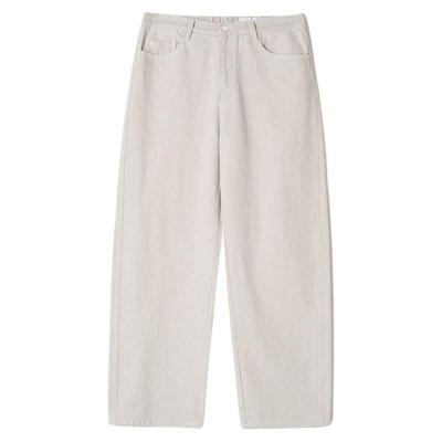 kleeklee汉麻白牛仔弯刀裤