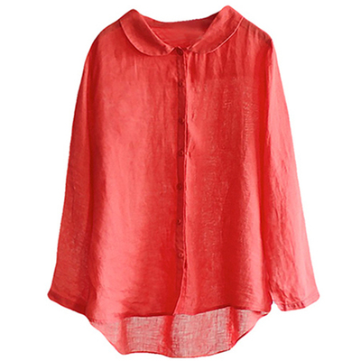 女装文艺亚麻显瘦复古简约衬衫