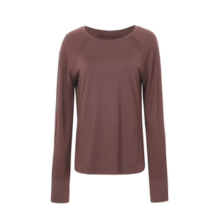 annerun健身服女跑步长袖运动上衣t恤体能普拉提训练服宽松瑜伽服