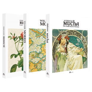 现货三本套装 MUCHA穆夏画册繁体中文+William Morris莫里斯画集繁体中文+Redoute宫廷画师雷杜德 英文原版 封面随机发