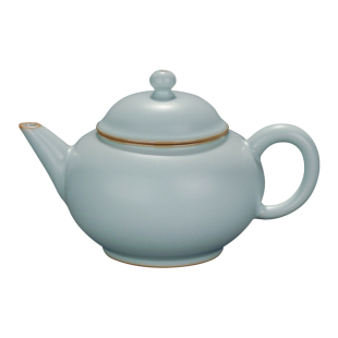 青澹汝窑水平壶原矿陶瓷景德镇茶壶单壶家用手工汝瓷开片可养青瓷