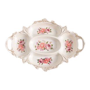 北欧风五格水果轻奢浮雕果盘酒吧ktv摆盘干果盘客厅茶几摆件收纳