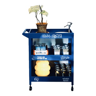 CLSC小推车置物架工业风铁艺创意收纳零食绿植置物架客厅移动推车