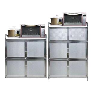 不锈钢橱柜碗柜家用厨房柜简易餐边收纳柜储物置物柜加高家用拉丝