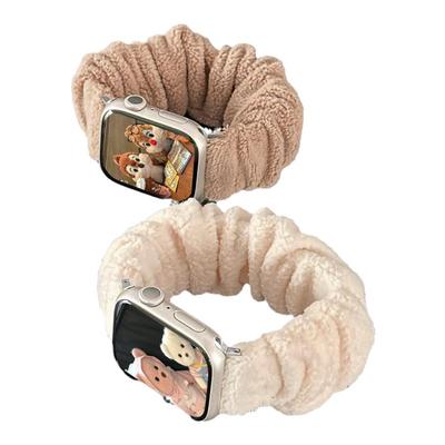 适用iWatch毛绒弹力发圈表带