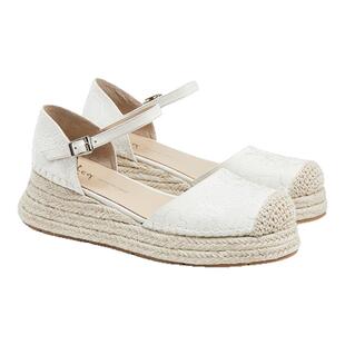 fed坡跟凉鞋夏季新款女鞋刺绣时装凉鞋白色渔夫鞋女S0321-ZFA312