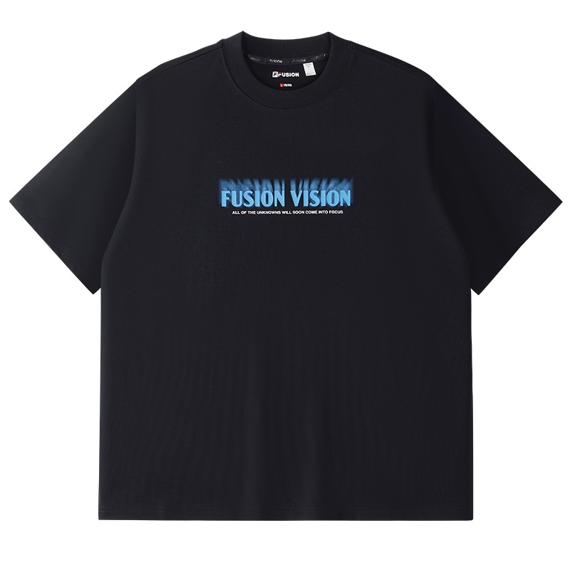 FILA FUSION斐乐潮牌情侣款针织短袖衫2025夏新款休闲宽松纯棉T恤