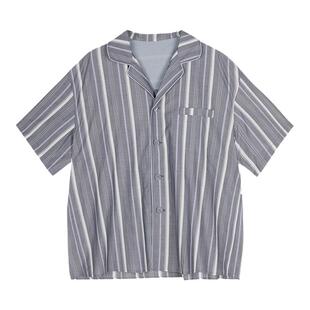 JNBYHOME江南布衣春夏新款条纹睡衣女短袖家居服套装情侣薄款