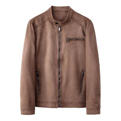 麂皮绒复古立领皮夹克