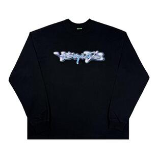 ComicTree C.t 2025秋季新款基础液态金属字圆领长袖衣服纯棉男士