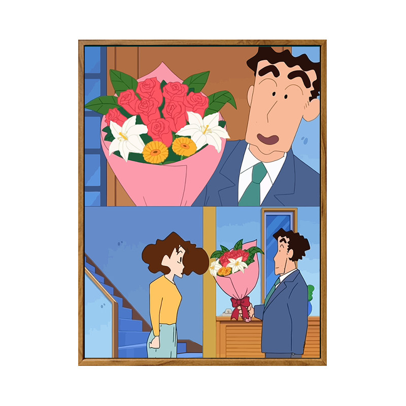 雅调数字油画diy蜡笔小新美伢花