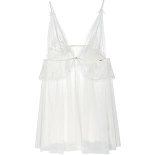 歌瑞尔修身显瘦A字睡裙深V睡衣性感禁欲系透气薄款蕾丝家居服