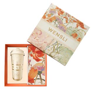 万事利×德基艺术馆真丝丝巾丝杯礼盒大师黄永玉作品—国色芳华