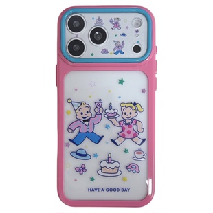 北比可爱ins玫红原田治卡通适用苹果17promax手机壳iphone16pro新款17女14pro带挂绳15pro全包透明防摔手机套
