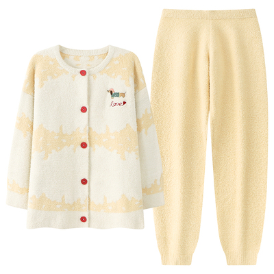 都市丽人半边绒睡衣女款秋冬季