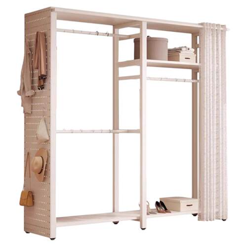 洞洞板衣帽架开放式衣柜家用简易组合落地衣架出租房用收纳衣帽间