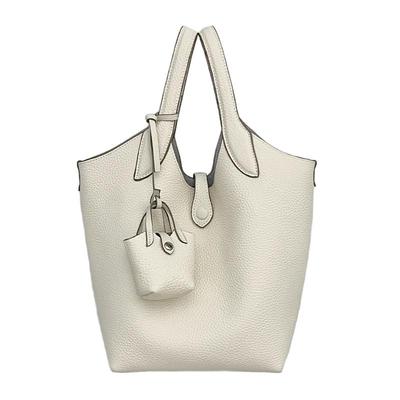 jpjclassic头层牛皮菜篮子手提包慵懒风单肩斜挎软包百搭水桶包