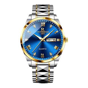 瑞士正品全自动手表男款夜光防水双日历新款时尚高端简约石英手表