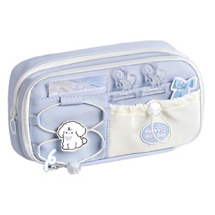 海盐奶蓝！笔袋大容量女生2025新款女孩小众不撞款高颜值ins风儿童铅笔盒超火初中生简约高中生小学生文具袋