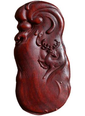 紫檀木一鹿平安吊坠车挂